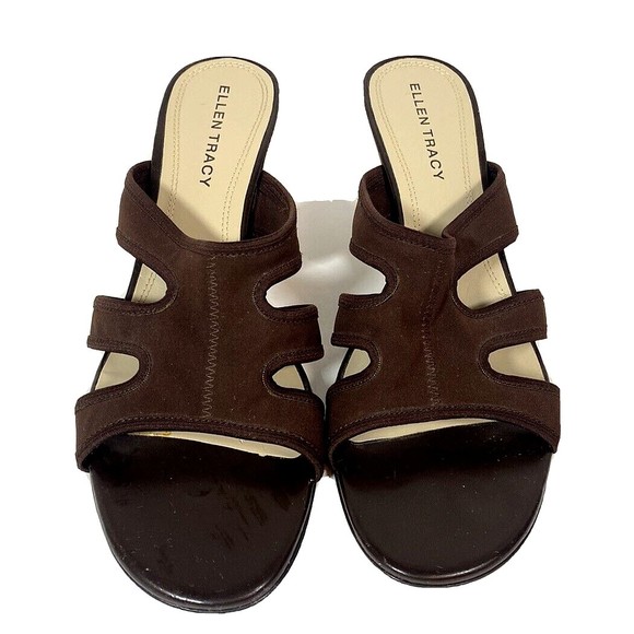 ELLEN TRACY SANDALS 3" HEEL Size‎ 9.5 BROWN - Picture 2 of 9